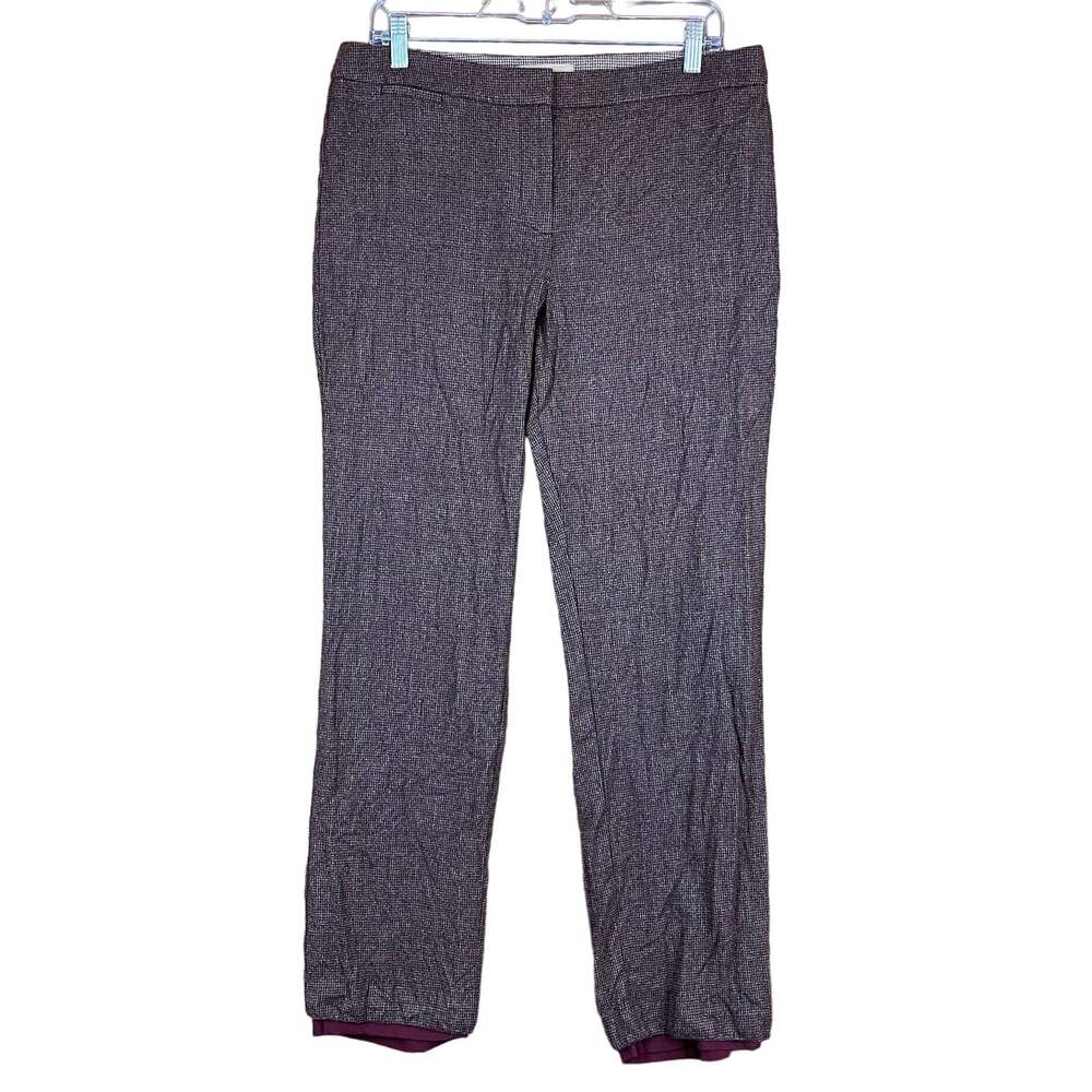 Talbots Womens Pants Burgundy Tweed Fabric Woven In Italy Wool Blend Lined 10